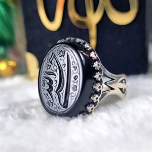 انگشتر مردانه عقیق با حکاکی کد 03