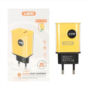 شارژر دیواری PD و فست دو پورت Liami مدل CH-LM91 25W - مشکی زرد (گارانتی شش ماهه شرکتی)
