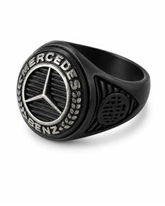 انگشتر مردانه استیل رنگ مشکی طرح mercedes benz