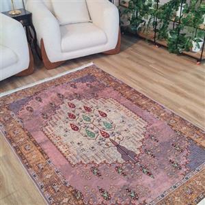 فرش ماشینی چاپی | فرشینه مخمل هازان ترک استپ دار (ضد سر) طرح سنتی کد L305
