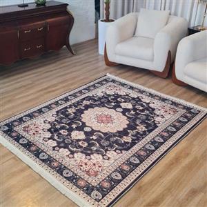 فرش ماشینی چاپی | فرشینه مخمل هازان ترک استپ دار (ضد سر) طرح سنتی کد h123