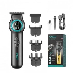 ماشین اصلاح موی سر و صورت وی جی ار مدل V-990 با تیغه سرامیکی، طراحی ارگونومیک، باتری 2000 میلیآمپر ساعت، عملکرد توربو...