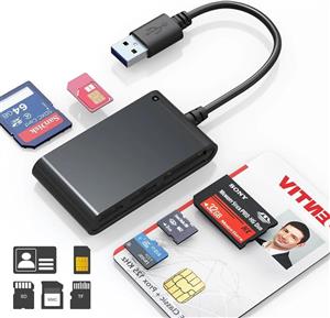 کارت خوان سیم کارت برای کامپیوتر - کارت خوان هوشمند نظامی 7 در 1 و کارت خوان MS Pro Duo/SD/TF/M2/ID/IC/SIM/PIV، آداپتور Memory Stick Pro Duo برای ویندوز، لینوکس، MacOS X