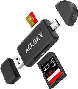 کارت خوان USB C و آداپتور Micro SD USB 3.0، کارت خوان حافظه پرسرعت برای SD/Micro SD/SDHC/SDXC/MMC، کارت خوان Type-C SD سازگار با MacBook/PC/Android/Camera/Laptop