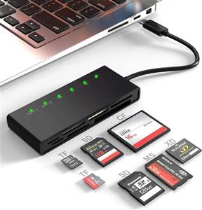 کارت خوان چند منظوره USB C، آداپتور کارت تصویر XD/MS/SD/TF/CF Type-C 5Gps با سرعت بالا 7 در 1 برای کارت SDXC TF Micro SD CF MS MMC، آداپتور Sony Memory Stick Pro Duo قابلیت خواندن 5 کارت به طور همزمان