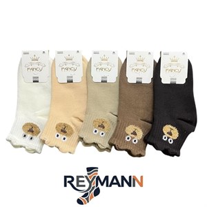 جوراب بچگانه نیمساق طرحدار (10 جفتی) پنبه، سایز 5 تا 12 سال، طرح خرسی