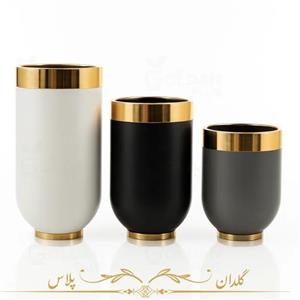 گلدان فایبر گلاس استوانه مدل سارین لبه فلزی- 3سایز