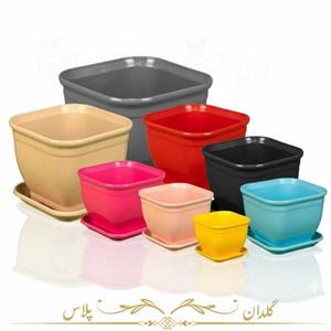 گلدان پلاستیکی مربعی ساده رنگی (10 سایز متنوع)