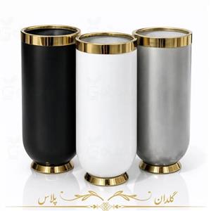 گلدان فایبرگلاس مدل سلین لبه طلایی- 3 سایز