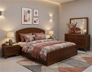 سرویس تخت خواب چوبی مدل هلالی