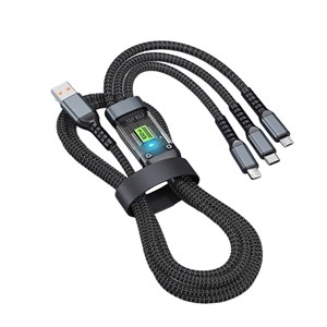 کابل تبدیل USB به microUSB / USB-C / لایتنینگ توزو مدل 3IN1 100W طول 1.2 متر 