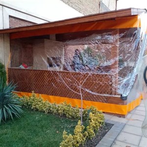 پرده سلفونی آلاچیق با برزنت مدل 1