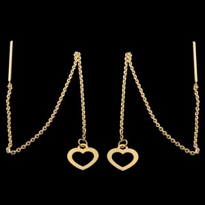 گوشواره بخیه‌ای طلا 18 عیار زنانه نیکان گلد مدل قلب 