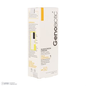 اقساطی و ارسال رایگان کرم ضدآفتاب بیرنگ ژنوبایوتیک SPF50 مدل 01 محافظ UVA ،UVB، مناسب پوستهای مختلط و چرب، حجم 50 میل...