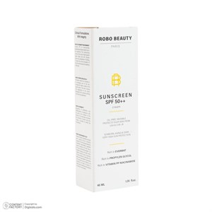 کرم ضد آفتاب بی‌رنگ صورت روبو بیوتی SPF 50 مدل Niacinamide محافظ UVA،UVB مناسب برای انواع پوست حجم 40 میلی لیتر