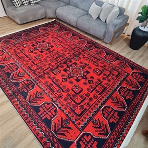 فرش ماشینی چاپی | فرشینه مخمل هازان ترک استپ دار (ضد سر) طرح مدرن کد U653