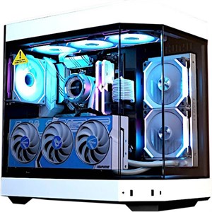 کامپیوتر گیمینگ زیبا - AMD Ryzen 7 7800X3D با 8 هسته و 16 رشته، NVIDIA RTX 5070 با 12 گیگابایت حافظه، 32 گیگابایت رم DDR5 با فرکانس 6000 مگاهرتز، 1 ترابایت SSD Gen 4، منبع تغذیه 850 وات 80 PLUS، خنک کننده مایع 360 میلی متری، Wi-FiBT