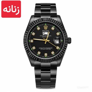 ساعت مچی زنانه رولکس ROLEX دو تقویمه فول مشکی
