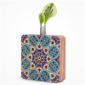 گلدان چوبی طرح کاشی سنتی