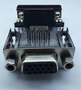 دی کانکتور 15 پین مادگی 3 ردیفه رایت روبردی D-SUB 15 Pin PCB Mount VGA RA Female Black