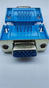 دی کانکتور 15 پین 3 ردیفه مادگی رایت روبردی D-SUB 15 Pin PCB Mount VGA RA Female Blue