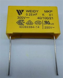 MKT CAPACITOR 0.22UF (220NF) 300VAC X1