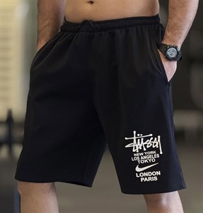 شلوارک بگ نایک استاسی (Nike x Stussy) 🩳 | پارچه غواصی لطیف با چاپ زول