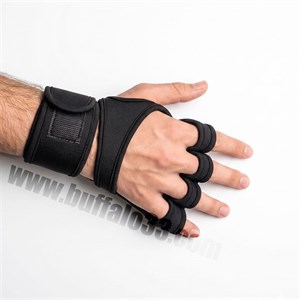 دستکش بدنسازی پشت باز (کف‌بند) 🧤 | وارداتی پاکستان با مچ‌بند