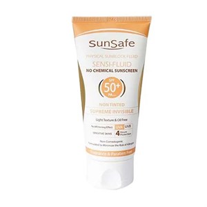 فلوئید ضدآفتاب فیزیکال سان سیف SPF 50 مناسب پوست حساس بی رنگ 50 میلی لیتر