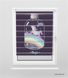 پرده زبرا بنفش ا اتاق دخترانه طرح رنگین کمان و اسب تک شاخ مدل Magic