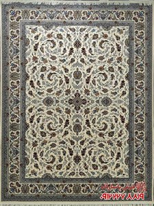 فرش کرم دستباف گونه درباری کاشان 700 شانه 10 رنگ