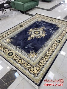 فرش ژینوس سرمه ای 1200 شانه طلاکوب وینتیج