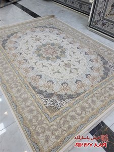 فرش 1500 شانه کاشان بوم کرم مدل مهرگان