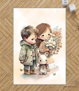 فرش اتاق کودک طرح دختر و پسر مدل Lovely Kids