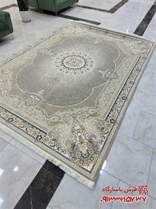 فرش 700 شانه جدید گل برجسته طرح ترنج ترمه ای