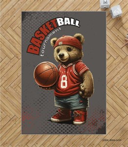 فرش اتاق پسرانه طرح خرس تدی بسکتبالیست مدل Basketball