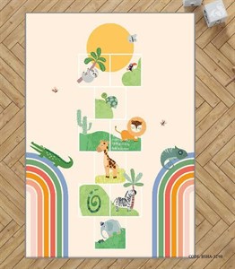 فرش اتاق پسرانه طرح حیوانات مدل Playful lion