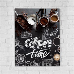 تابلو کافی شاپ با طراحی مدرن و تایپوگرافی زمان قهوه است! (Coffee Time) – مدل DA-4009