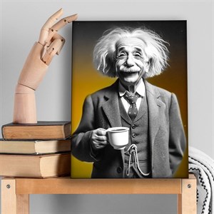 تابلو کافی شاپ با طراحی خاص انیشتین و فنجان قهوه – مدل DA-4002