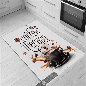فرشینه آشپزخانه طرح Coffee Therapy با فنجان قهوه مناسب دکور آشپزخانه و کافی‌شاپ – DA-4026