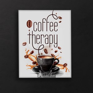 تابلو دکوراتیو طرح فنجان قهوه (Coffee Therapy) مناسب دکور آشپزخانه و کافی‌شاپ – DA-4026