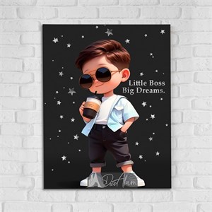 تابلو کودک طرح پسر عینکی Little Boss | تابلو اتاق پسرانه DA-3007