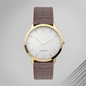 ساعت مردانه انزو EC-1702GEG طلایی بند چرم قهوه ای Enzo-8109-G