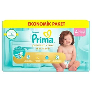 پوشک بچه پریما سفید سایز 4 مدل premium care بسته 46 عددی