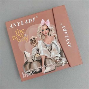 پالت سایه کیفی چندکاره آنی لیدی ANYLADY مدل دختر هاپو دار پاپیون صورتی حجم 56 گرم کد 93067