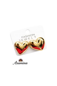 گوشواره قلب زنانه آبکاری نقره کد ARA 129 