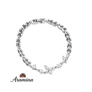 دستبند پروانه زنانه نگین دار رنگ ثابت  ARA 108