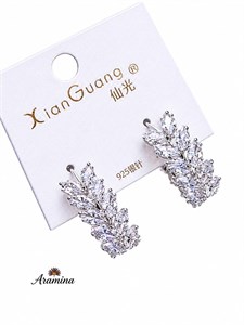 گوشواره حلقه ای جواهر پایه نقره شاین دار ARA 124 