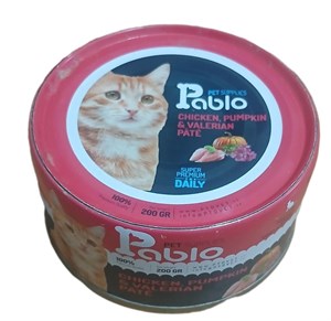 کنسرو گربه بالغ پابلو (مرغ،کدو و سبزیجات) 200 گرمی