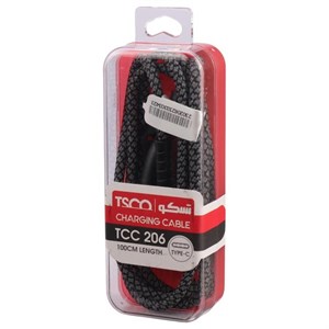 کابل تایپ سی فست شارژ 3 آمپر تسکو TCC206 طول 1 متر